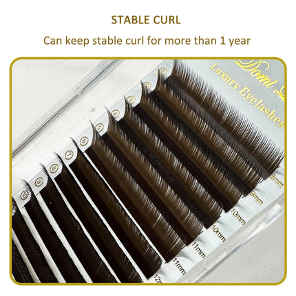 Domi Lash Brown Color Individual Lashes 0.05 0.07 LJ LC LB  LD Curl Eyelash Extensions  Upgrade Premium Soft False Eyelashes