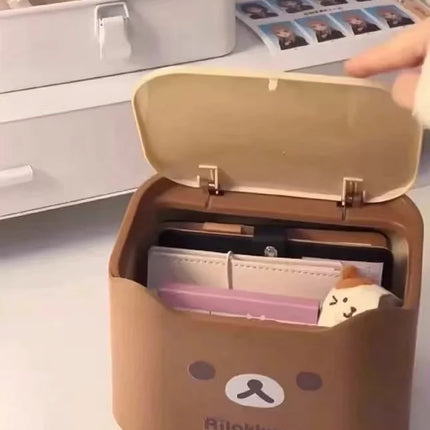 Cartoon Rilakkuma Storage Basket Garbage Desktop Storage Box Desktop Organizing Box Desktop Cartoon Organizing Box Cute Gifts