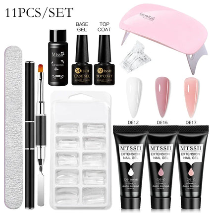 MTSSII 20m Extension Nail Gel Set Manicure Set Finger Quick Buliding Extension Gel Nail Polish Kit Soak Off UV Gel LED Nail Art