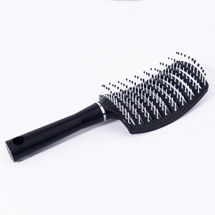 Black Curved Nylon Ventilation Brush – Scalp Massage Comb for Real Hair Wigs 1PC