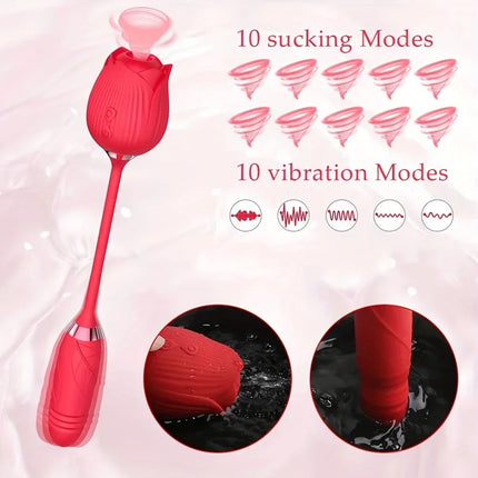 2 in1 Thrusting Vibrator Dildos for Women Rose Sucking Vibrator G Spot Anal Vibrators Stimulator Adult Supplies Female Sex Toys