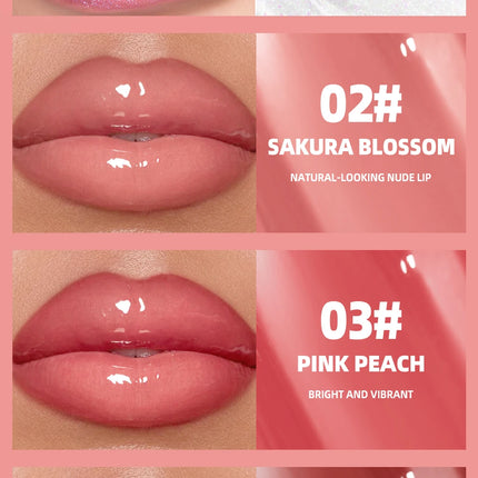 QIBEST Mirror Pearl Lipgloss Long Lasting Moisturizing Lipstick Shine Glitter Lip Glaze Non Stick Cup Jelly Pout Lip Tint Makeup