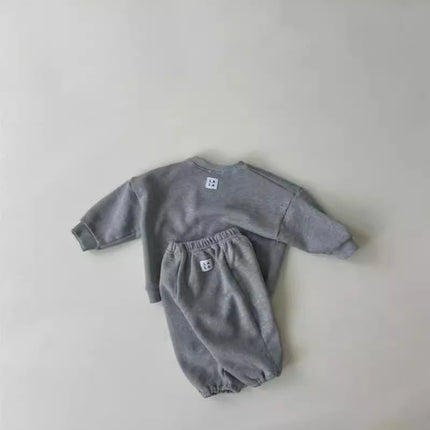 2025 Autumn New Baby Simple Versatile Sports Set Infant Boys Sweatshirt + Pants 2pcs Suit Cotton Kids Girls Solid Casual Outfits