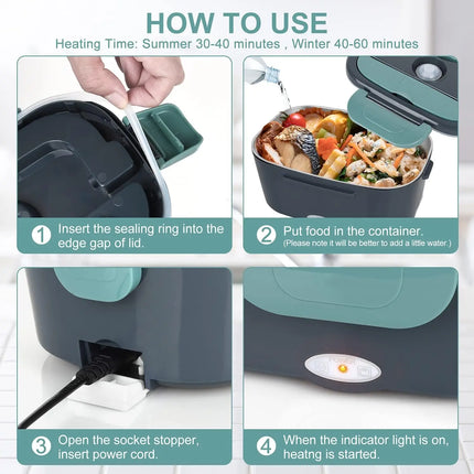 1.5L Portable Electric Lunch Box 60w Outdoor Camping Food Heating Warmer Suitable For Car Lunch Heating Microwave Oven