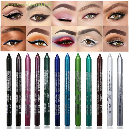 1Pc 14 Colors Eyeshadow Pen Multifunctional Highlighter Pearl Glitter Eyeliner Gel Eye Makeup Pen Monochrome Highlighter