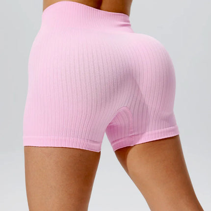 Women Pink Yoga Shorts Sportswear Woman Gym High Waist Sports Shorts Fitness Running Activewear Tummy Control Workout Leggings