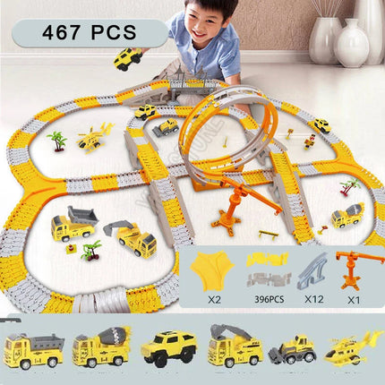 137-467pcs Car Electric Car Train Track Sets Brain Game Flexible Curved Vehicles Toys Plastic Colored Railroad for Child's Gifts