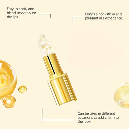 Gold Foil Lip Balm Color Changing  Moisturizes Brighten Lips Care Prevents Cracking Long Lasting No Fading Makeup Gloss