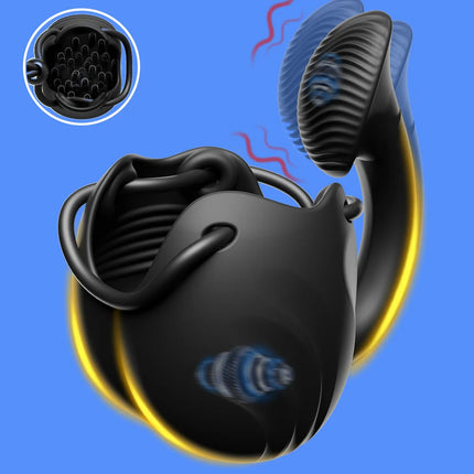 Vibrating Cock Ring Adult Sex Toys Penis Ring Vibrators Perineum Stimulator Testicle Toys Scrotum Testis Massager Glans Training