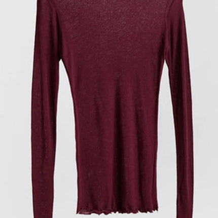 High Quality Plain T Shirt Women Cotton Elastic Basic T-shirts Female Casual Tops Long Sleeve Sexy Thin T-shirt see through