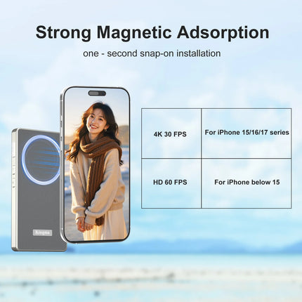 Magnetic Vlog Selfie Monitor Screen for iPhone 15 16 17 Pro Max Wireless Back Camera Display Touch Screen Zoom Shutter Control