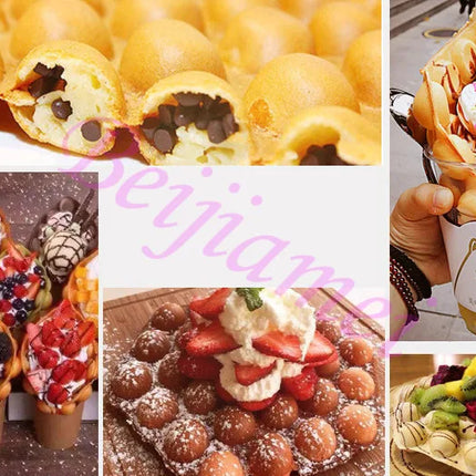Commercial Electric Bubble Egg Waffle Maker Machine 110V 220V Hong kong Eggettes Waffle Making Cake Oven