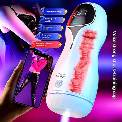 Silicone Automatic Male Masturbator Cup Provides Endurance Exercise Through Vibration Blowjob Functions As Penis Trainer Toy