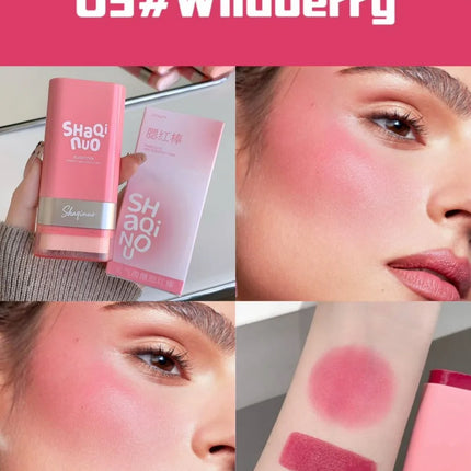 SHAQINUO Large-capacity High Color Rotating Blush Cream Stick 13g Moisturing Natural Long-lasting Waterproof Non-Removing Blush