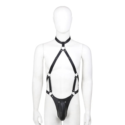 BDSM Men PU Leather Chest Harness Body Suit Bondage Slave Restraint Adult Sex Toy for Men Gay Fetish Role Play Gear