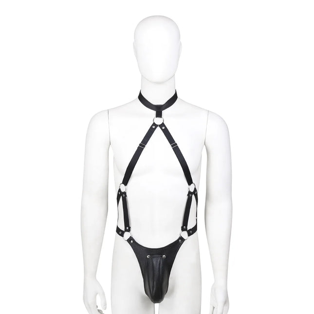 BDSM Men PU Leather Chest Harness Body Suit Bondage Slave Restraint Adult Sex Toy for Men Gay Fetish Role Play Gear
