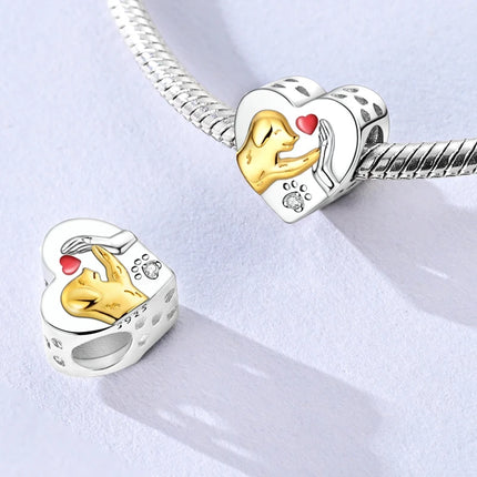 Original 925 Sterling Silver Charm Bead Balloon Poodle Cute Puppy Heart Charm Fit Bracelet Bangle Pendant Women DIY Jewelry Gift