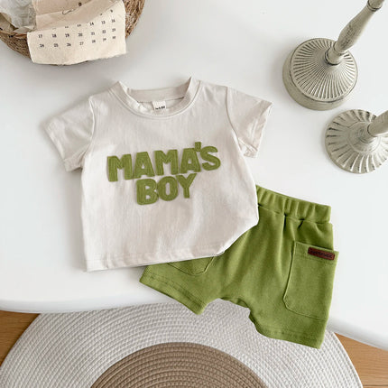 2Pcs/set Summer New Baby Boys Clothing Casual Newborn Set Cute letter patch Short sleeved Shirt+Shorts Fashionable Baby Set