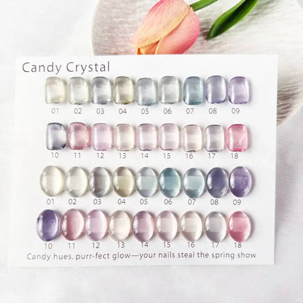18pcs Glass Bead Cat‘s’ Eye Gel Nail Polish Set With Color Sample Holographic Magnetic Nail Polish Soak Off UV LED Varnish 15ml