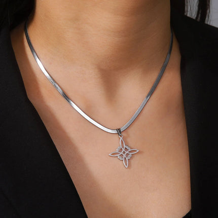 Lucktune Witch Knot Pendant Necklace Stainless Steel Snake Chain Necklace For Women Vintage Lucky Wicca Jewelry Party Gifts Sale