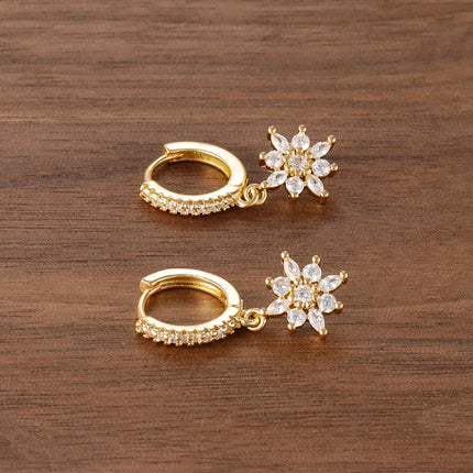 Luxury Stainless Steel Star Dangle Earrings For Women Sparkling Zircons Geometric Ear Piercing Earring Fashion Jewelry aretes