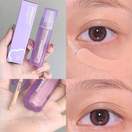 Cappuvini Velvet Highlighter Concealer Liquid Cover Acne Marks Dark Circles Brighten Skin Tone Moisturize Long-lasting Makeup
