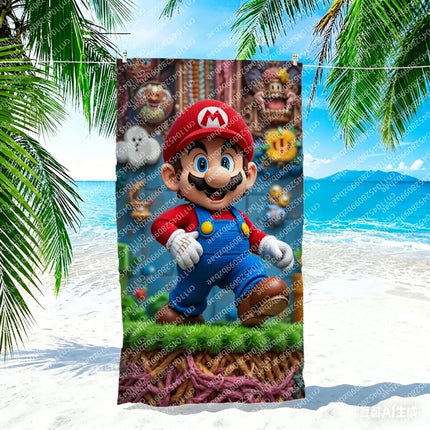 S-Super Towel Large Quick-Drying M-Mario-o Microfiber soft Beach Towel for Travel Fitness Sauna Bathing Camping Kids Gift