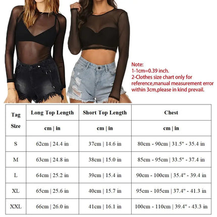 Sexy Women T Shirt See Through Mesh Tops Transparent Sheer Slim Ladies Tee Tops Sunscreen Tops Long Sleeve Bottoming Shirts