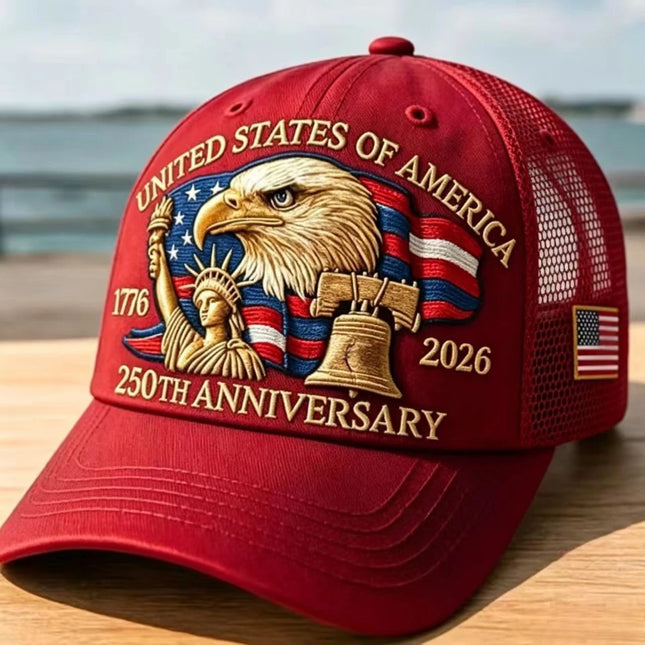American 250th Anniversary Eagle Print Baseball Cap Unisex Adjustable Mesh Cap Summer Outdoor Sun Shade Breathable Baseball Caps