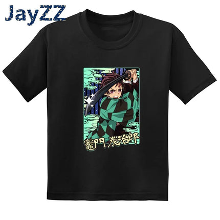 Children's Demon Slayer Anime Cartoon T-Shirt Fun Kids' Clothing Baby Boys and Girls Summer Fashion T-Shirt