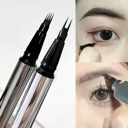 Waterproof Wild Eyebrow Pen 2/4 Separated Head Natural Brow Makeup Quick-Drying Creation of Ultra-Fine Lasting Liquid Eyebrow