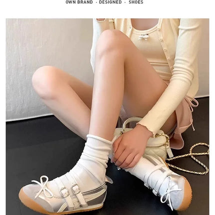 Women Flats Bow Ballet Dance Mary Jane Shoes Summer Sandals 2024 Fashion New Brand Dress Designer Casual Shallow Zapatos Mujer