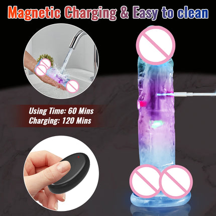 3 Sizes Realistic Jelly Dildo LED Big Dick Vibrator Anal Sex Toys Vibrating Soft G Spot Vaginal Stimulator for Women Gay Adult