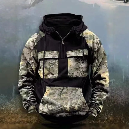2025 New Men's Camouflage Tactical Workwear Casual Zipup  Pullover Autumn and Winter Outdoor Sports Men's Military Hooded Jacket