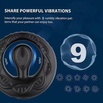Vibrating Cock Ring with Flexible Bulb Clitoral Stimulator Penis Ring Vibrator with 9 Vibration Modes Male Adult Sex Toys