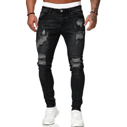New 2025 high-quality Fashion Casual Cotton Business Black Denim Pants Male Trousers Men's Stretch Regular Fit Jeans S-XXXL