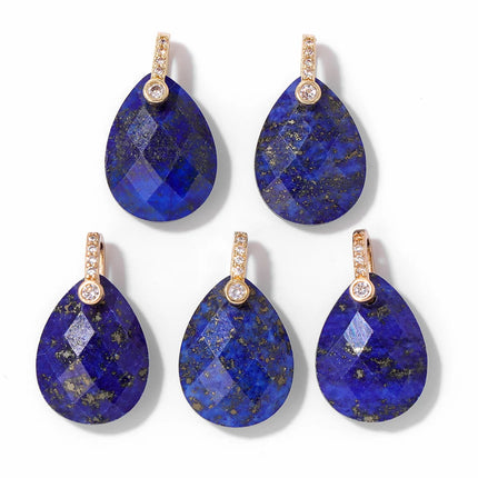 Blue Lapis Lazuli Pendant Gems Cross Hand Oval Shape Natural Stone Lapis Lazuli Charms for Jewelry Making Necklace DIY Bracelet