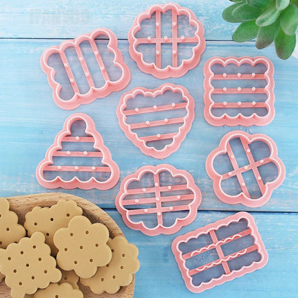 8pcs Cookie Molds Set Cookies Cutters Classic Retro Biscuit Mold Confectionery Biscuit Stamp Baking Party Pastry Baking Tools