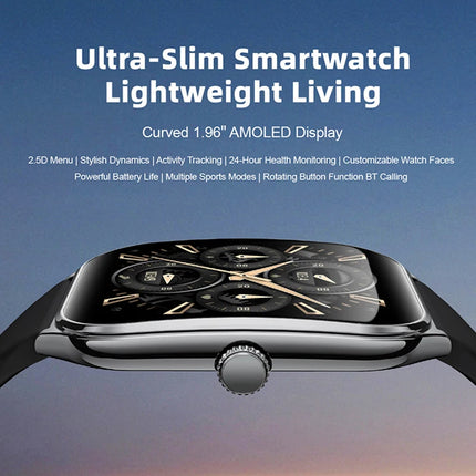 Ultra Thin Smart Watch men 1.96" AMOLED HD Pixel Display Always Show Time BT Call Reminder Smartwatch Ladies For Android iOS