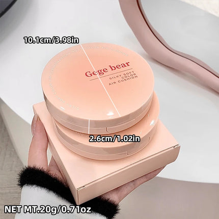 Gege Bear Milky Pink Cushion - Soft Matte Blurring Cover, Skin-Like Nude Finish, 12H Wear, Clean Beauty Lightweight Foundation