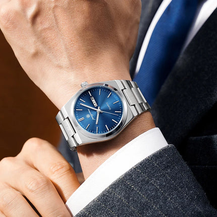 PAAZOMU Luxury Quartz Men's Wristwatch Sport Men Watches Waterproof Luminous Date Week Stainless Steel Men's Watch Male Reloj+box