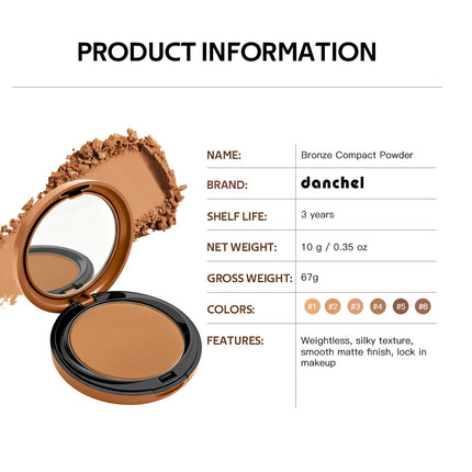 Matte Bronzing Powder 6 Shades Natural Warm Tone Buildable Contour Smooth Blendable Compact Travel Size Makeup For Face