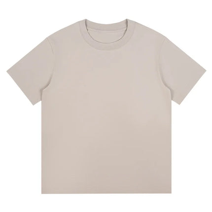 Combed cotton 240g heavy-duty pure cotton double yarn short sleeved t-shirt men's trendy brand solid color round neck top