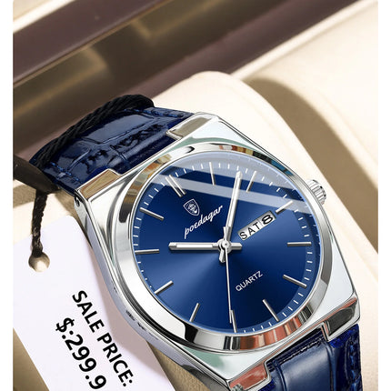 POEDAGAR Luxury Trend Men Watch Waterproof Luminous Date Week Man Wristwatch Military Outdoor Leather Men's Quartz Watches Reloj