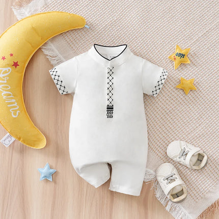 Newborn Baby Clothes Middle Eastern traditional ethnic style Islamic cotton Ramadan White summer short sleeved baby jumpsuit