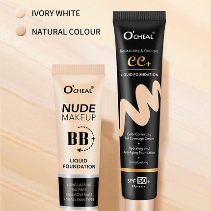 Ocheal 30g BB/CC sunscreen Cream SPF 50/PA+++ Facial Liquid Foundation Cream Anti-Aging Long Lasting Full Coverage Cream Powder