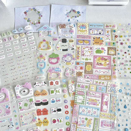 8pcs Set Korean Ins Cute Cartoon Cut Film Sticker for Phone Camera Luggage Journal Sticker Kawaii Decoration Sticker Gift