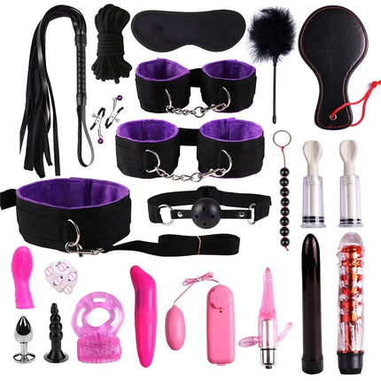 Leather Bondage Set BDSM Fetish Handcuffs Collar Erotic Toys Women Couples Adult Play Erotico Sexy Toys Sex Toys for Women Slave