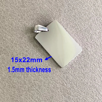 20pcs/Lot 15x22mm size 304 Stainless Steel Mirror Polished Rectangle Charms Pendants Accessories DIY Jewelry Making Necklace