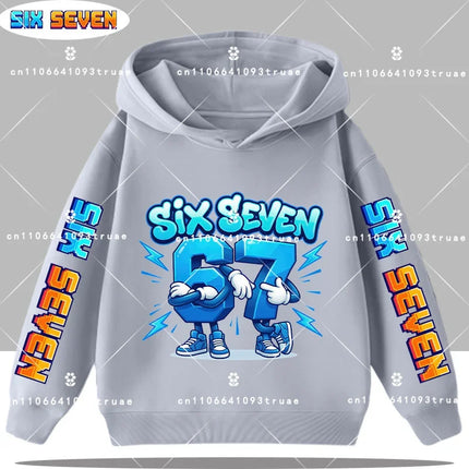 Autumn Children's Comfortable Hoodies 67 Six Seven Digit Print Kid Cute Fleece Sweatshirt Boys Girls Casual Fashion Sport Hooded